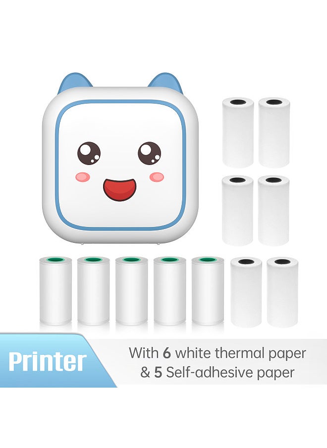 Generic Mini Thermal Printer Multifunction Portable Sticker Maker Instant Photo Inkless Printing Support BT Connection for Smartphone with 6 Paper Rolls 57mm + 5 Self-Adhesive Paper Rolls  - Image 3