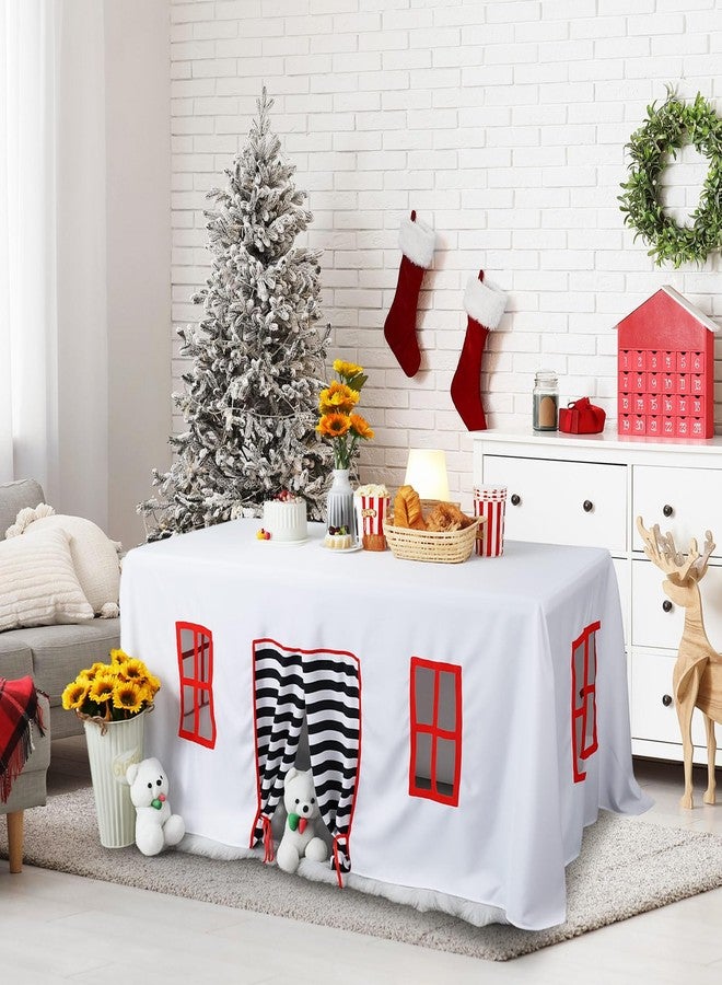 Oudain 10ft x 7.5ft Large Playhouse Table Cloth Table Tent Cover Playhouse Indoor Outdoor Tablecloth for Birthday Party Playground Room Play Accessory(Mixed Colors,Striped Style) - Image 3