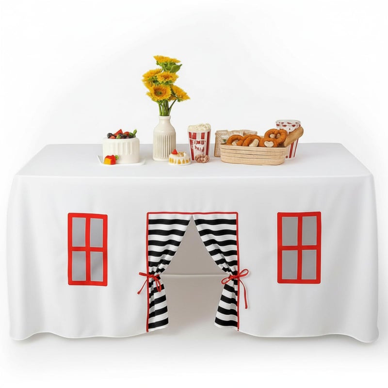 Oudain 10ft x 7.5ft Large Playhouse Table Cloth Table Tent Cover Playhouse Indoor Outdoor Tablecloth for Birthday Party Playground Room Play Accessory(Mixed Colors,Striped Style) - Image 1