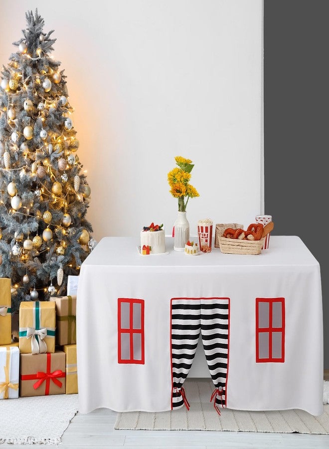 Oudain 10ft x 7.5ft Large Playhouse Table Cloth Table Tent Cover Playhouse Indoor Outdoor Tablecloth for Birthday Party Playground Room Play Accessory(Mixed Colors,Striped Style) - Image 5