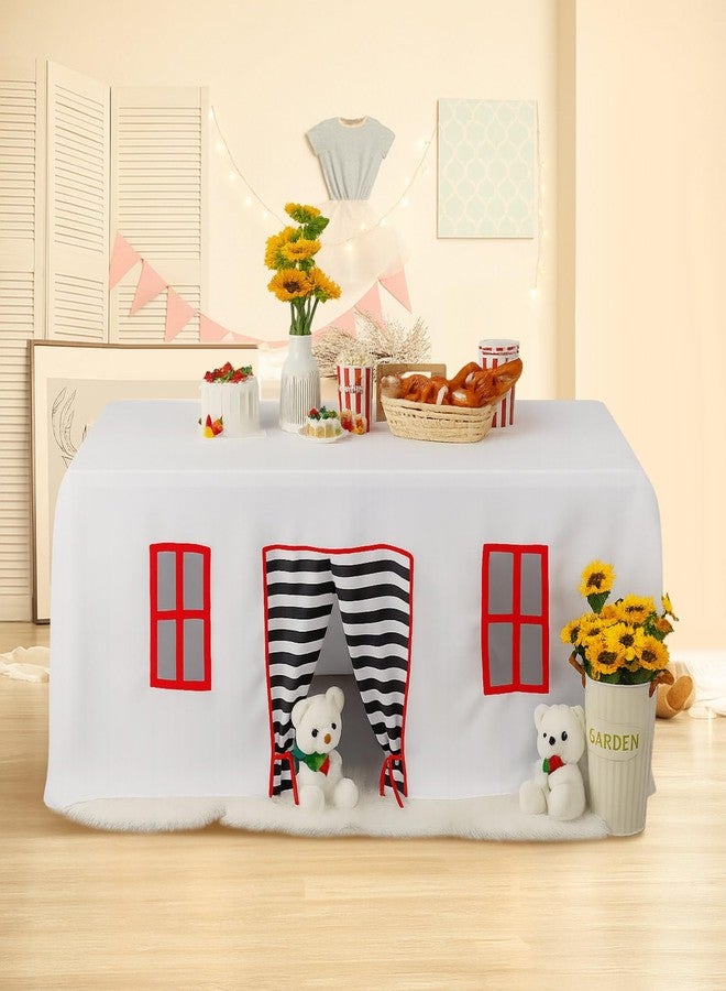 Oudain 10ft x 7.5ft Large Playhouse Table Cloth Table Tent Cover Playhouse Indoor Outdoor Tablecloth for Birthday Party Playground Room Play Accessory(Mixed Colors,Striped Style) - Image 4