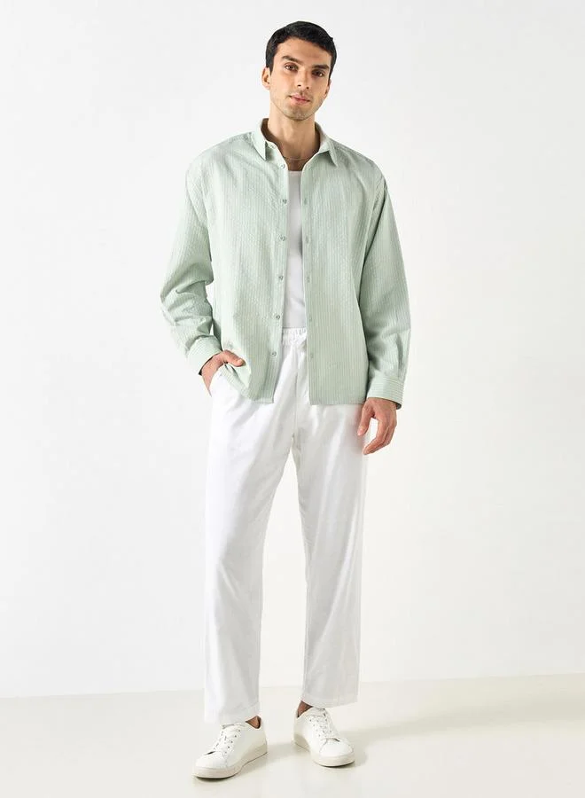 سبلاش فيڤ قميص مقلم بأكمام طويلة وياقة