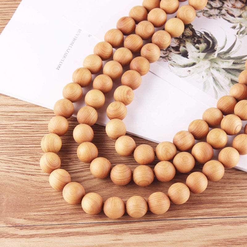Prometis 200pcs 8mm Natural Sandalwood Round Beads Gorgeous Craft Handmade Polished Spacer Mala Pray Beads with Elastic Cord for Bracelets DIY Rosary Tasbih Jewelry Making - Image 2