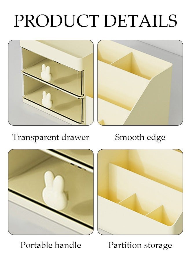 DUNISO Makeup Organizer, Cosmetic Desk Storage Box with Drawers Skincare Organizers for Dressing Table, Countertop, Bathroom Counter, Vanity Holder for Brushes, Lotions, Lipstick, Perfume - Image 3