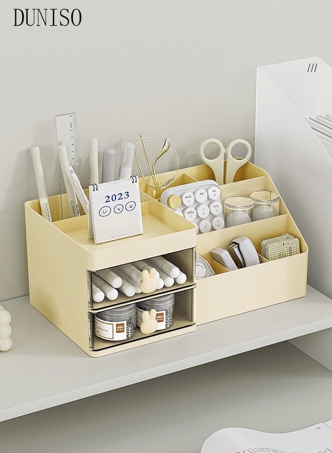 DUNISO Makeup Organizer, Cosmetic Desk Storage Box with Drawers Skincare Organizers for Dressing Table, Countertop, Bathroom Counter, Vanity Holder for Brushes, Lotions, Lipstick, Perfume - Image 5