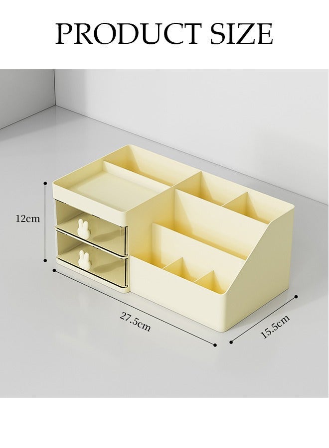 DUNISO Makeup Organizer, Cosmetic Desk Storage Box with Drawers Skincare Organizers for Dressing Table, Countertop, Bathroom Counter, Vanity Holder for Brushes, Lotions, Lipstick, Perfume - Image 2