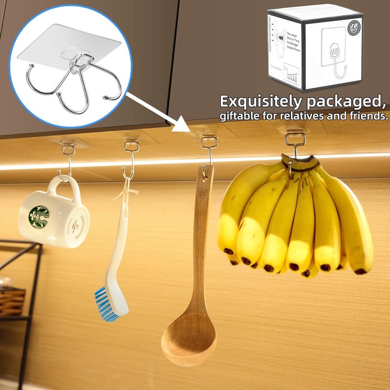 Antimbee 10-Pack All-Purpose Large Adhesive Hooks for Hanging, Banana Hook, Heavy Duty Adhesive Hooks 37 lb(Max), Sticky Wall Hook fit Home, Bathroom, Kitchen, Office and Outdoor - Image 4