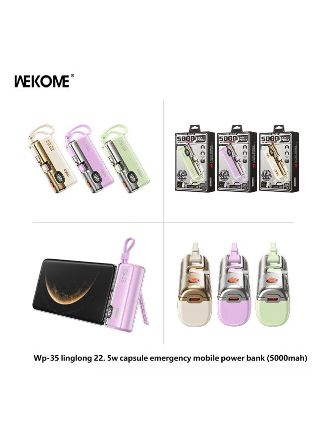WEKOME Mini power bank, 5000mAh backup battery, portable charger, external battery for mobile phones, fast charging. - Image 2