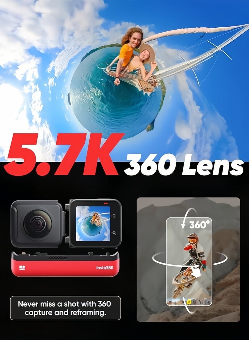 Insta360 One RS Twin Edition – Waterproof 4K 60Fps Action Camera And 5.7K 360 Camera With Interchangeable Lenses, Stabilization, 48MP Photo, Active HDR, AI Editing - Image 5