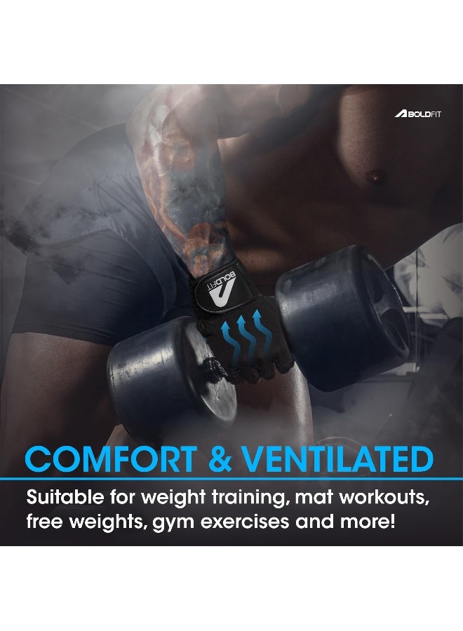 BOLDFIT Gym Gloves for Men Workout Wrist Support Gym Gloves Weightlifting Gym Gloves for Women Breathable Gym Accessories for Men Workout Hand Gloves for Gym, Small, Rubber, Black - Image 4