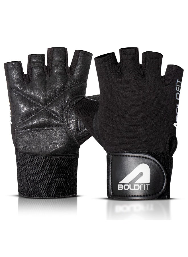BOLDFIT Gym Gloves for Men Workout Wrist Support Gym Gloves Weightlifting Gym Gloves for Women Breathable Gym Accessories for Men Workout Hand Gloves for Gym, Small, Rubber, Black - Image 1