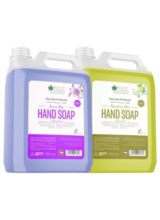 BLISS OF EARTH Hand Wash Refill, Refreshing Luxury Lily & Citrus Combo,10 Litres.  - Image 1