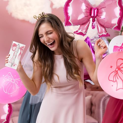 Furbeko 40 Sets Coquette Pink Bow Party Favors Rolling Paper Retractable Ballpoint Pens Greeting Thank You Cards with Clear Bags for Baby Showerr Coquette Party Favor Office Journaling Supplies - Image 3