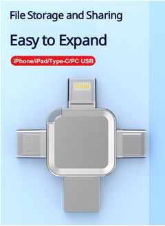 ماركة غير محددة محرك أقراص فلاش USB عالي السرعة 4 في 1 مع منافذ Micro USB وType-C، متوافق مع الهواتف الذكية التي تعمل بنظام Android وiPhone وiPad وMacBook وأجهزة الكمبيوتر المحمولة - فضي 8 جيجابايت  - Image 5