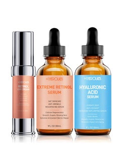 +1HEROLABS Retinol Serum for Face, Retinol Eye Cream, Hyaluronic Acid Serum 3PCS, Anti Aging Serum Skin Care Set for Women  - Image 1