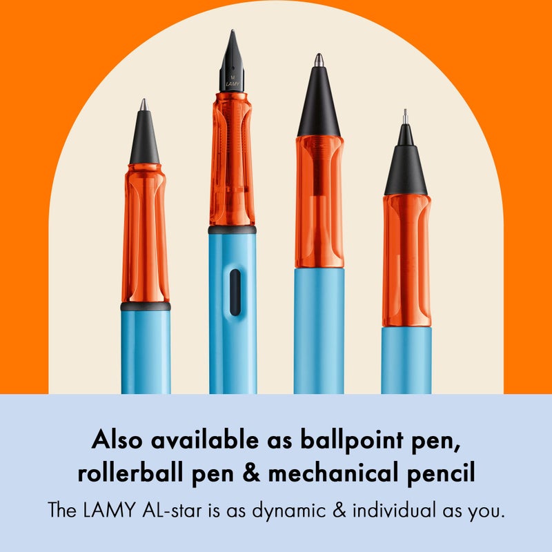 LAMY AL-star denim - Fountain Pen with ergonomic grip & polished steel nib in size M - lightweight aluminum body - including LAMY T 10 blue cartridge - Right-Handed - Image 5