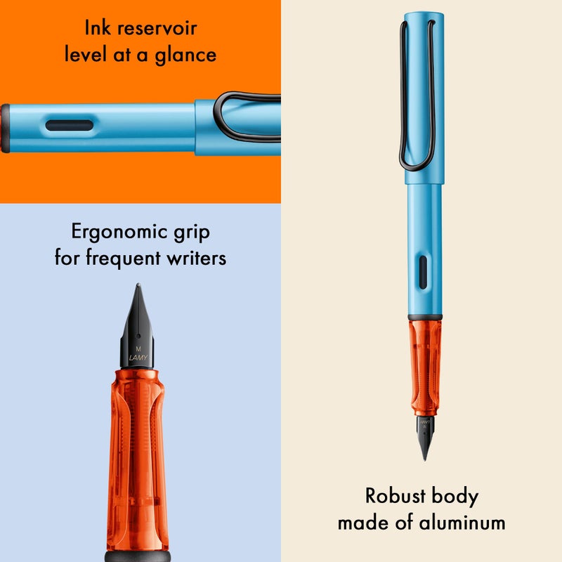 LAMY AL-star denim - Fountain Pen with ergonomic grip & polished steel nib in size M - lightweight aluminum body - including LAMY T 10 blue cartridge - Right-Handed - Image 3