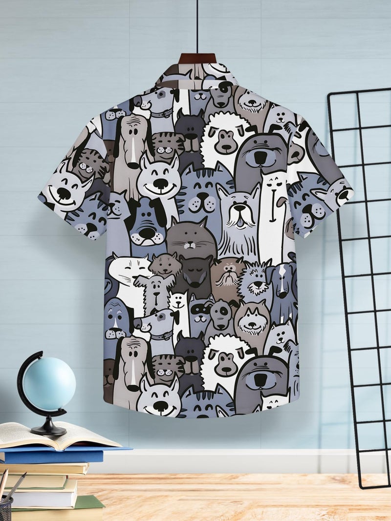 HELLCAT Light Blue Trendy Regular Fit Printed Causal Shirt for Boys/Light Blue/11-12 Years - Image 3