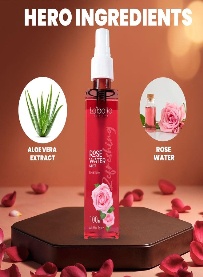Labolia Beaute Pure Rose Water Mist For All Skin Types | Face Toner/Skin Toner for Men & Women (100ml) - Image 2