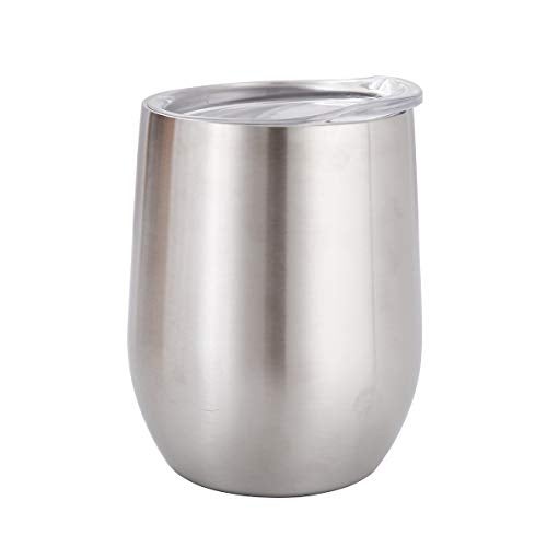 Gteller Stainless Steel Wine Glasses, Double Wall Insulated Tumbler with Lid for Wine, Coffee, Drinks, Champagne, Cocktails (Stainless Steel) - Image 1