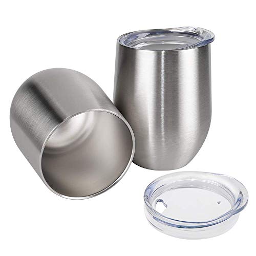 Gteller Stainless Steel Wine Glasses, Double Wall Insulated Tumbler with Lid for Wine, Coffee, Drinks, Champagne, Cocktails (Stainless Steel) - Image 3