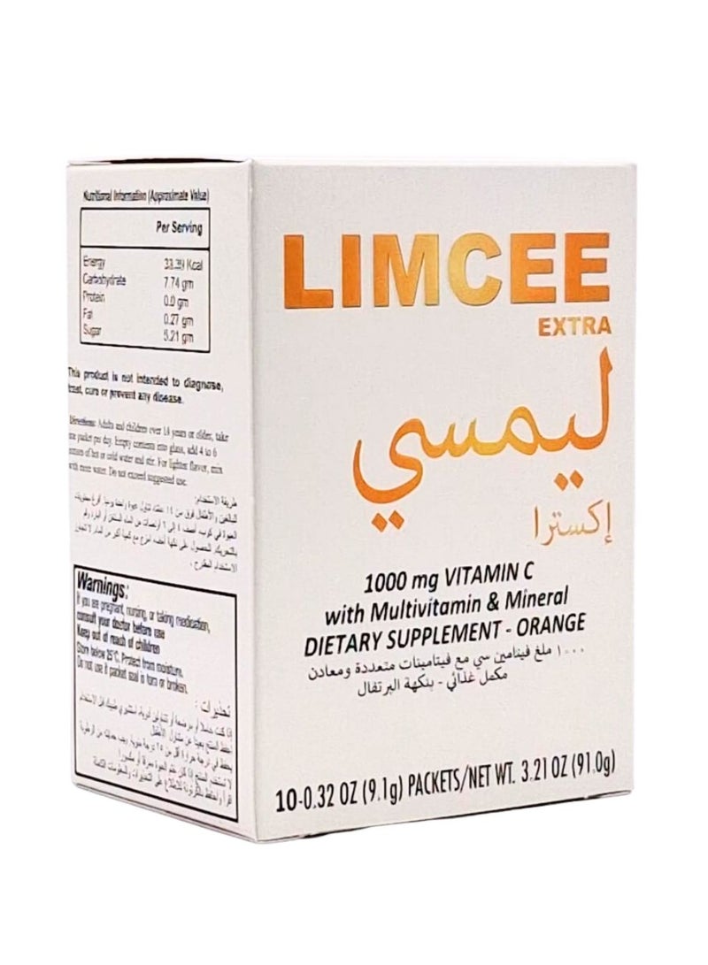 LIMCEE Extra 1000mg Vitamin C, 10 Sachets with Multivitamin & Mineral Dietary Supplement - Orange - Image 2