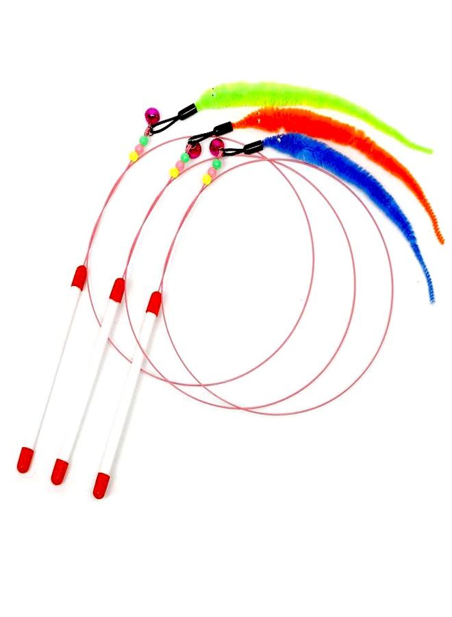 AL THEQA 3 PCS Cat Toy Interactive Feather Teaser Wand Toy - Image 1
