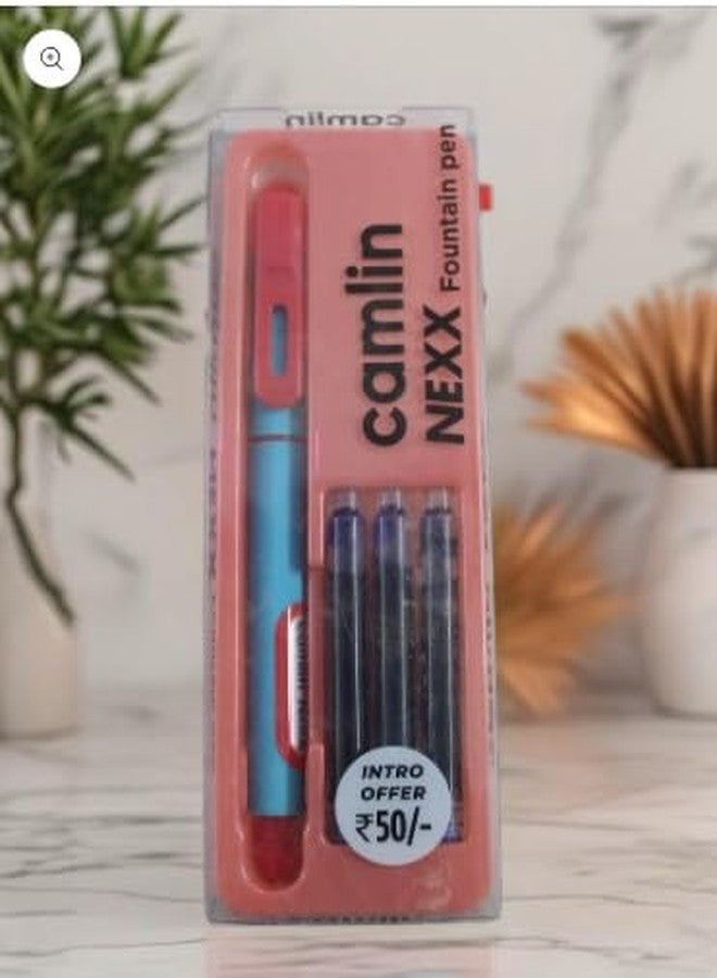 Camlin NEXX Fountain Pen,Blue ink,Pack of 3 - Image 2