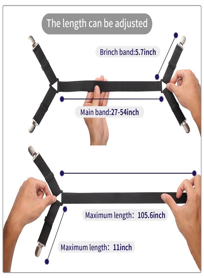 Luyena Bed Sheet Straps,3 PCS Secure and Sheet Holder Straps for Full Size Beds,Adjustable Crisscross Fitted Sheet Clips,Black - Image 5