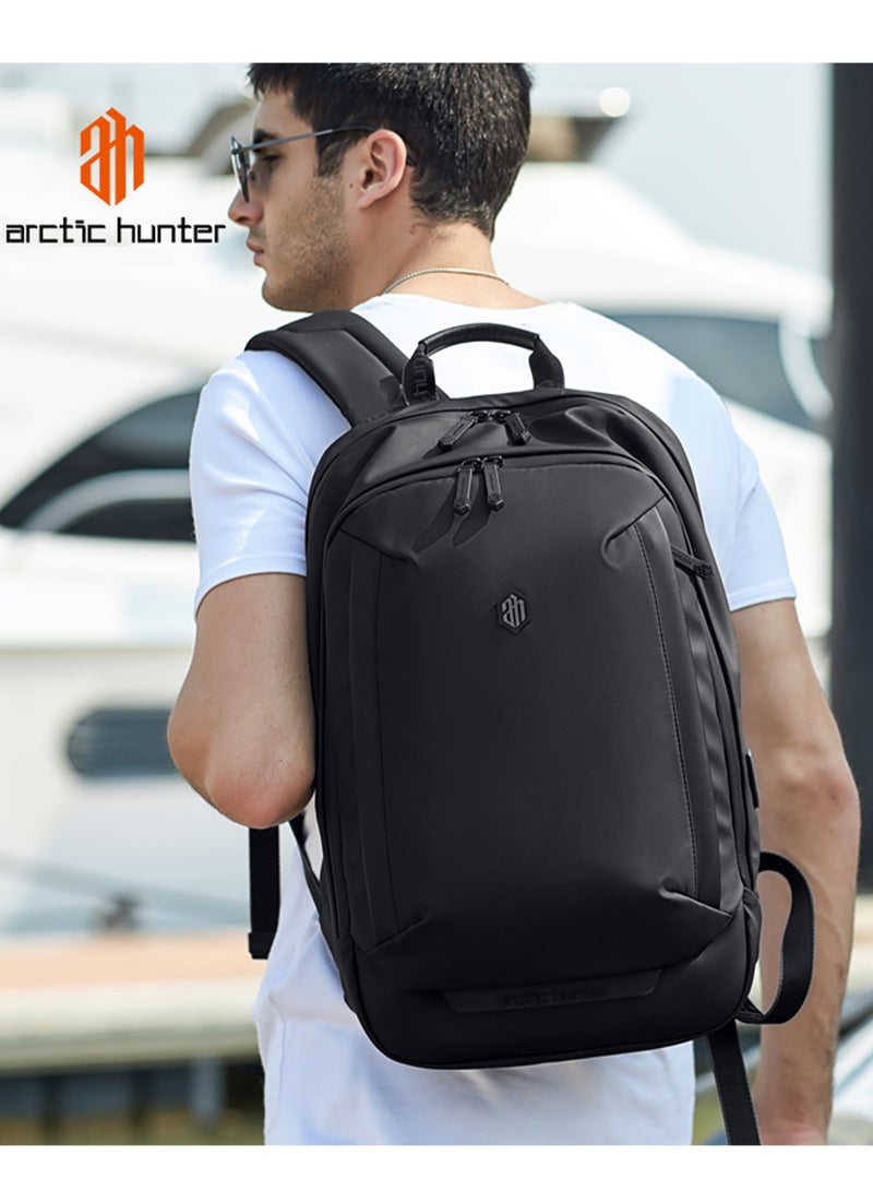 ARCTIC HUNTER Laptop Backpack with Tablet Compartment Stylish Backpack for Men with USB Charging Port Lightweight College Backpack Multiple Pockets Water Resistant Anti theft Laptop Backpack B00443 Black - Image 2