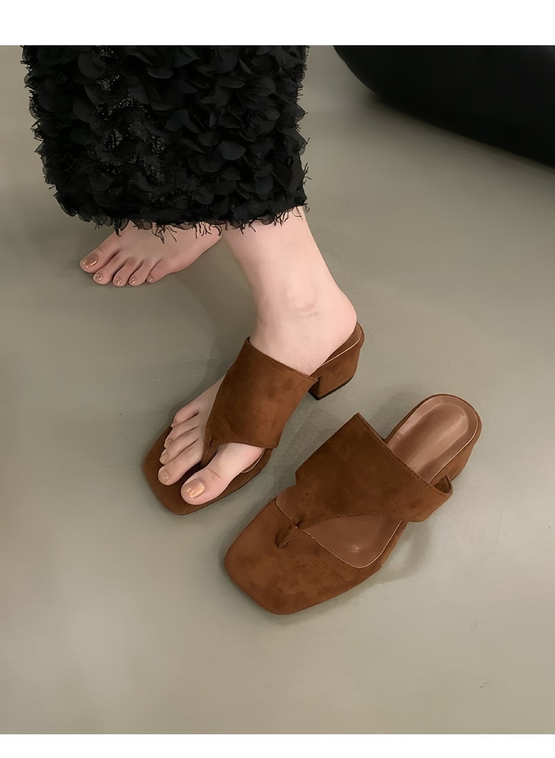 Temperament Clip Toe High-heeled Slippers  - Image 1