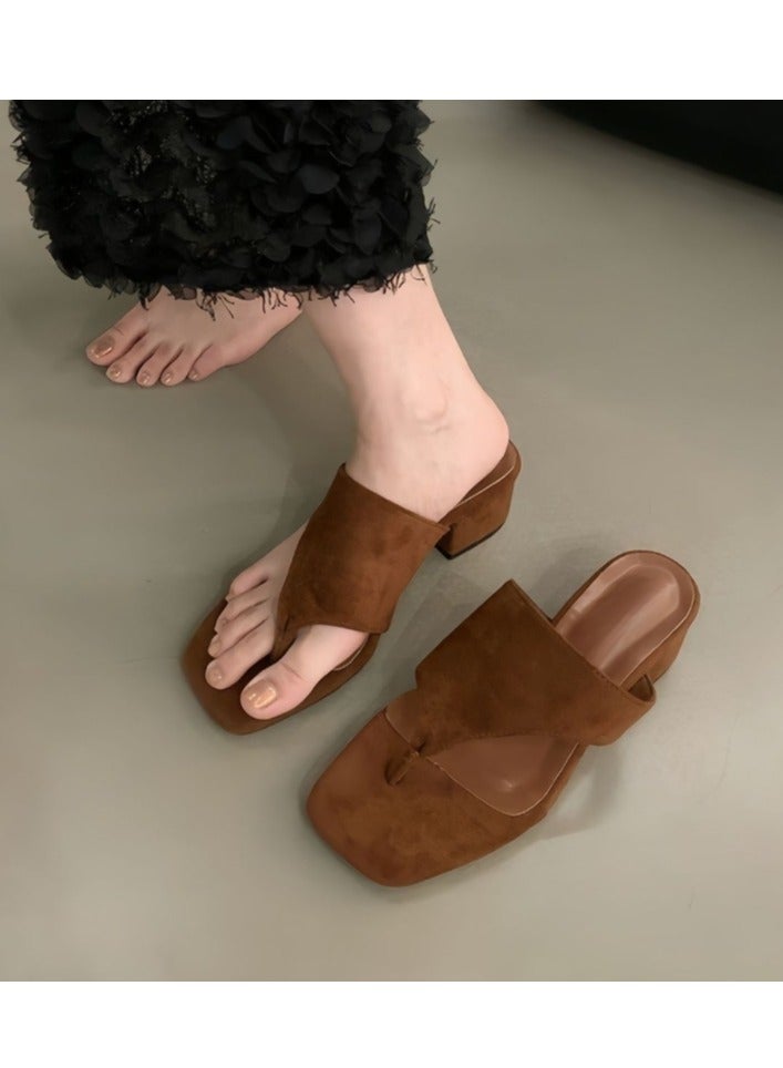 Temperament Clip Toe High-heeled Slippers  - Image 5