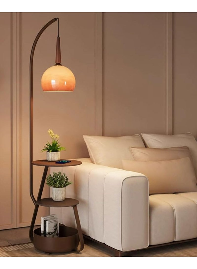 DubaiGallery Modern Simple Style 1 Light LED/Incandescent/Fluorescent Alloy Buffet Floor Lamp with Storage Shelf and Glass Shade, Rocker Switch - Image 1