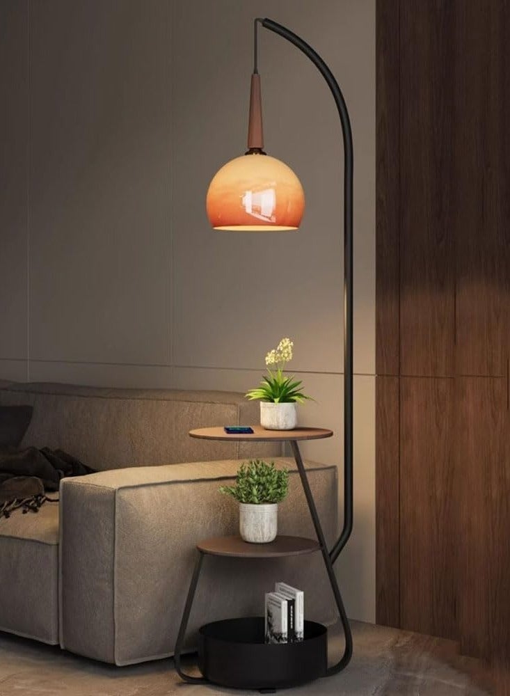 DubaiGallery Modern Simple Style 1 Light LED/Incandescent/Fluorescent Alloy Buffet Floor Lamp with Storage Shelf and Glass Shade, Rocker Switch - Image 3