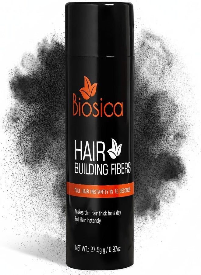 Biosica Hair Building Fibers 27.5Gm - For Thin & Fine, Hair Thickening Fibers For Men & Women, Like Caboki,Toppik etc. (Black) - Image 1