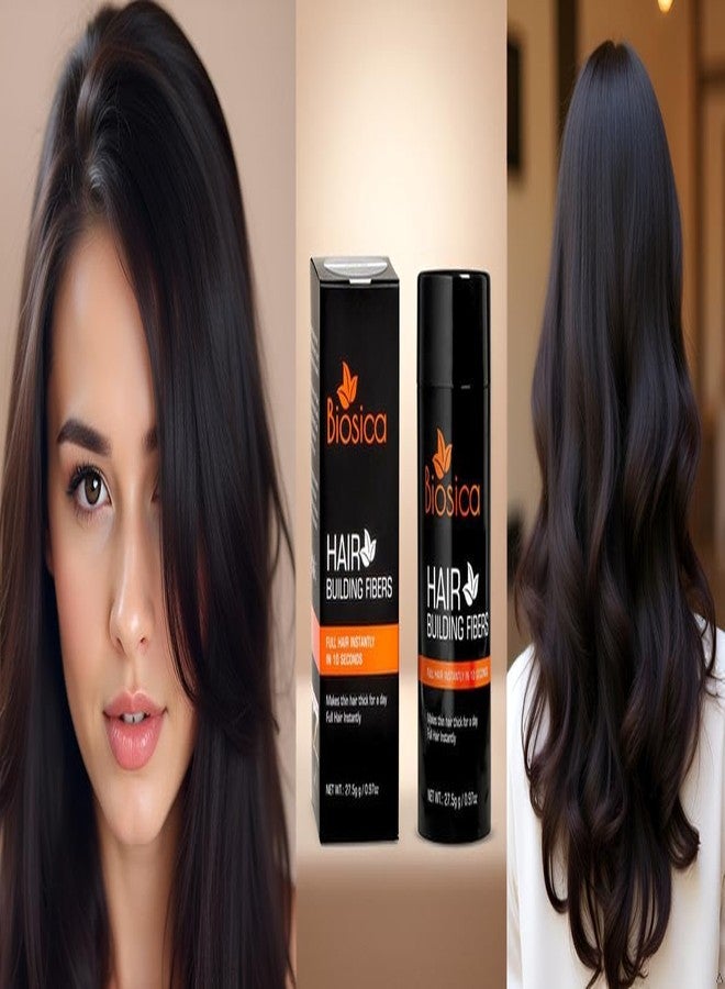 Biosica Hair Building Fibers 27.5Gm - For Thin & Fine, Hair Thickening Fibers For Men & Women, Like Caboki,Toppik etc. (Black) - Image 3