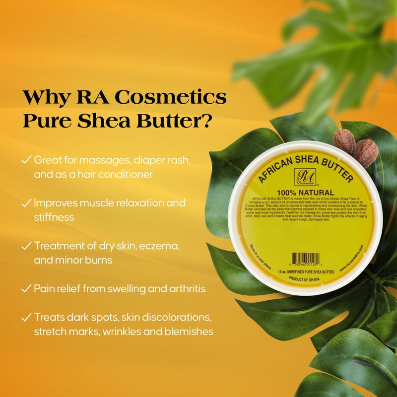 RA COSMETICS RA Cosmetic's 100% Natural Unrefined Yellow Shea Butter â€“ Pure African Luxury for Skin & Hair - Sourced from Ghana - 16oz Jar - Image 5