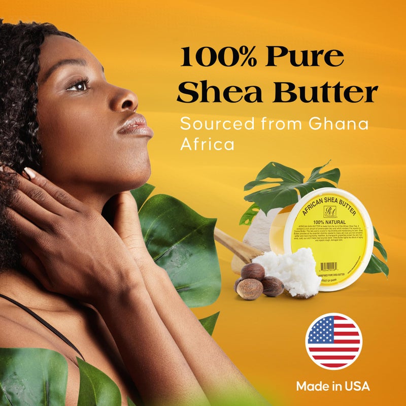 RA COSMETICS RA Cosmetic's 100% Natural Unrefined Yellow Shea Butter â€“ Pure African Luxury for Skin & Hair - Sourced from Ghana - 16oz Jar - Image 4