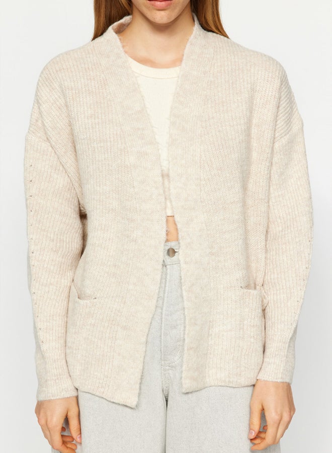 trendyol Stone Wide Fit Soft Textured Pocket Detail Knitwear Cardigan - Image 4