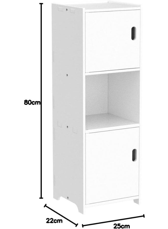 TPGP Waterproof Bathroom Cabinets, White Bathroom Storage Shelf Organizer Cupboard with Daily use Layer and 1 Cupboard Door - Image 2