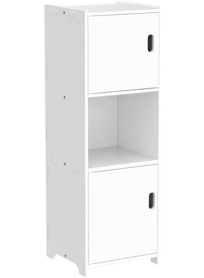 TPGP Waterproof Bathroom Cabinets, White Bathroom Storage Shelf Organizer Cupboard with Daily use Layer and 1 Cupboard Door - Image 5