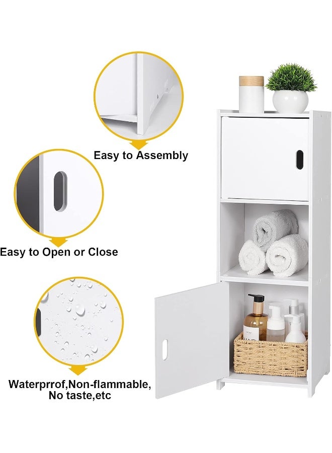 TPGP Waterproof Bathroom Cabinets, White Bathroom Storage Shelf Organizer Cupboard with Daily use Layer and 1 Cupboard Door - Image 3
