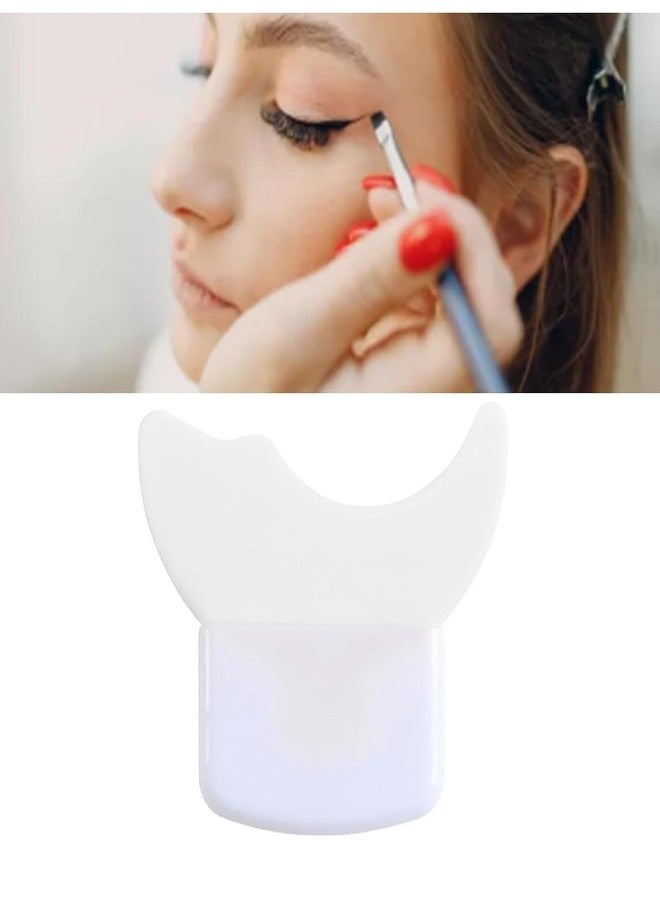 Gugzy 3 in 1 Multifunctional Eyelash Makeup Auxiliary Guard Tool, Applicator Guide Artifact Mascara Eyeliner Eye Shadow Painting Silicone Upper and Lower Bezel Tool (Short Handle Pack of 1, White) - Image 2
