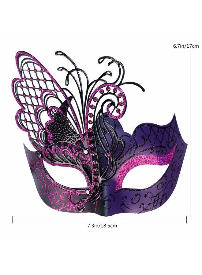 Coddsmz Mysterious Venetian Butterfly Lady Masquerade Halloween Party Mask (Black&purple) - Image 3
