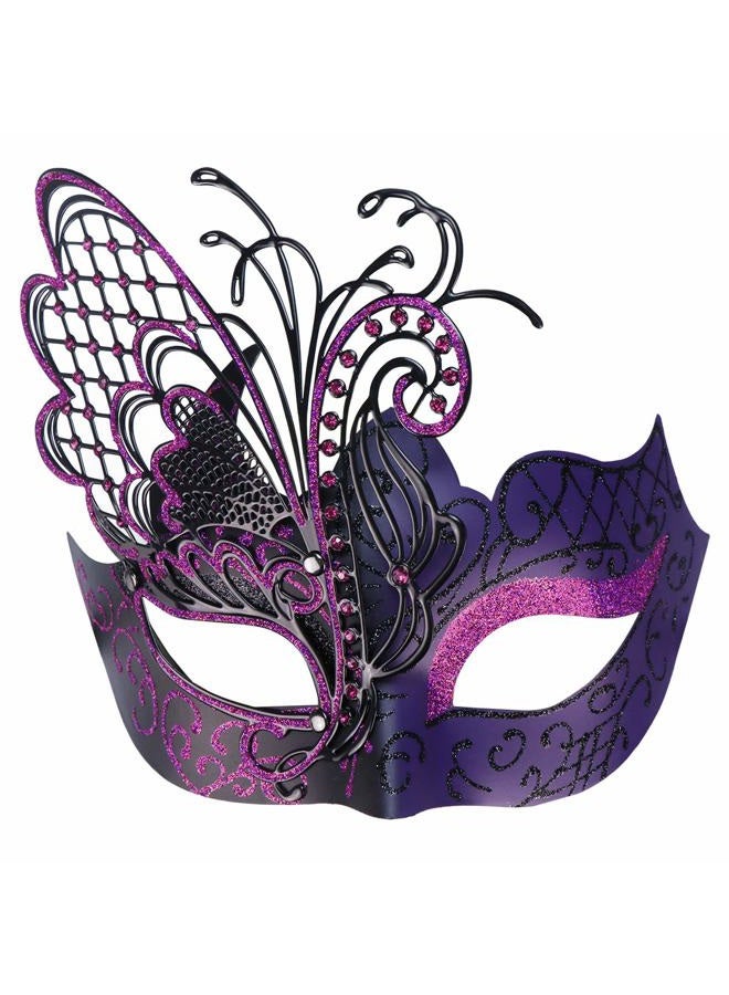 Coddsmz Mysterious Venetian Butterfly Lady Masquerade Halloween Party Mask (Black&purple) - Image 1