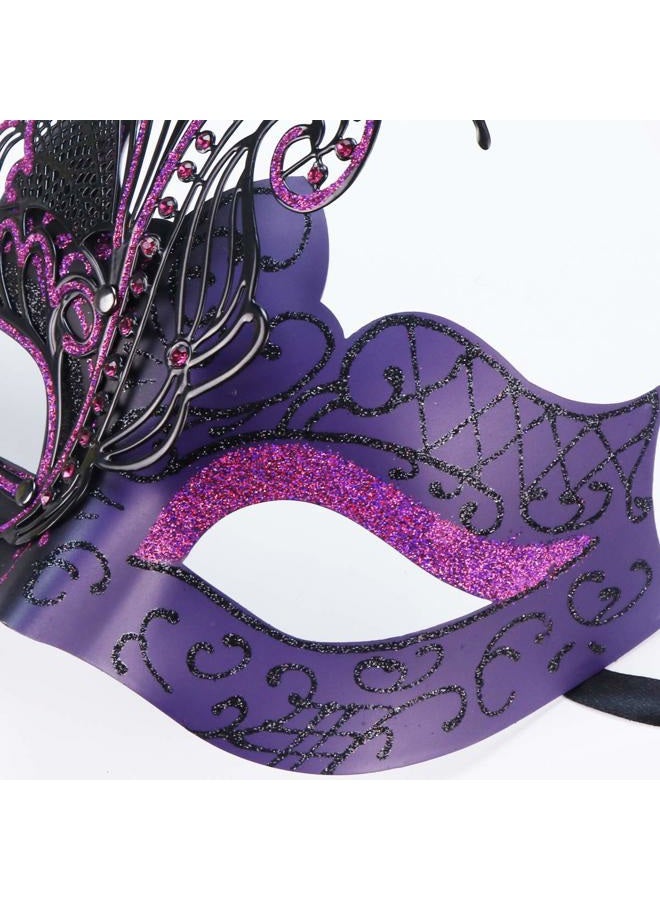 Coddsmz Mysterious Venetian Butterfly Lady Masquerade Halloween Party Mask (Black&purple) - Image 5