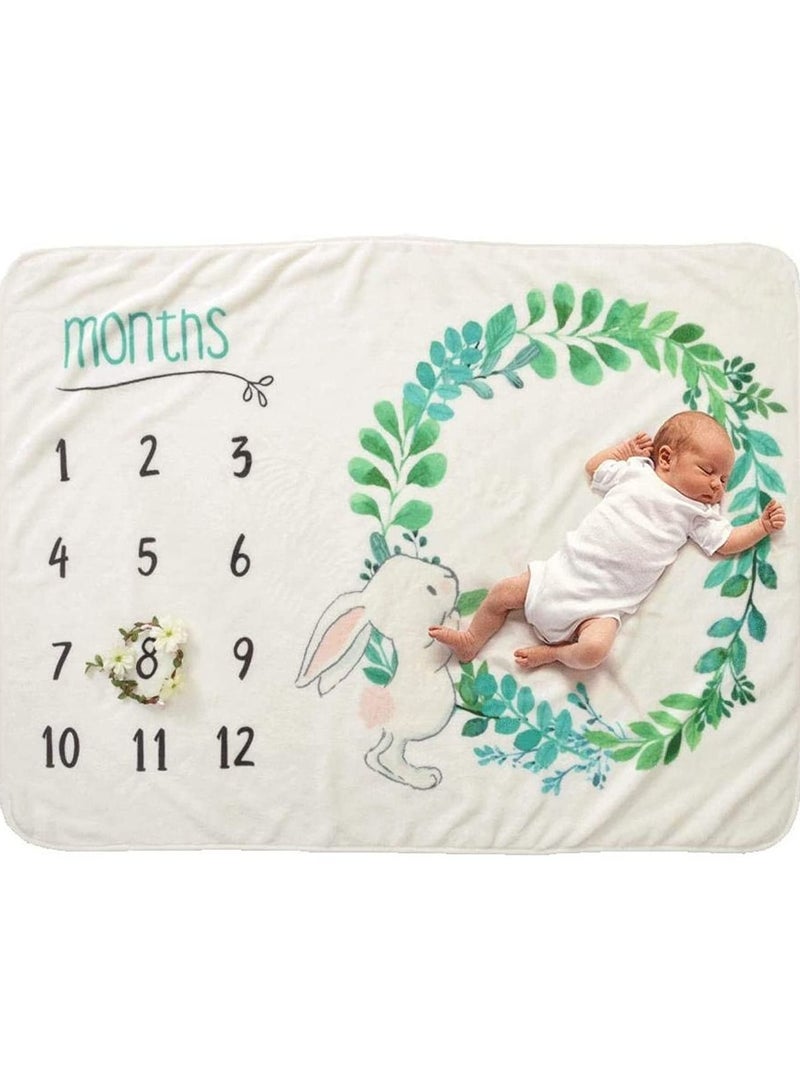 Gonice Baby Monthly Milestone Blanket For Girl Boy Floral Wings Frame Newborn Photo Prop Background 