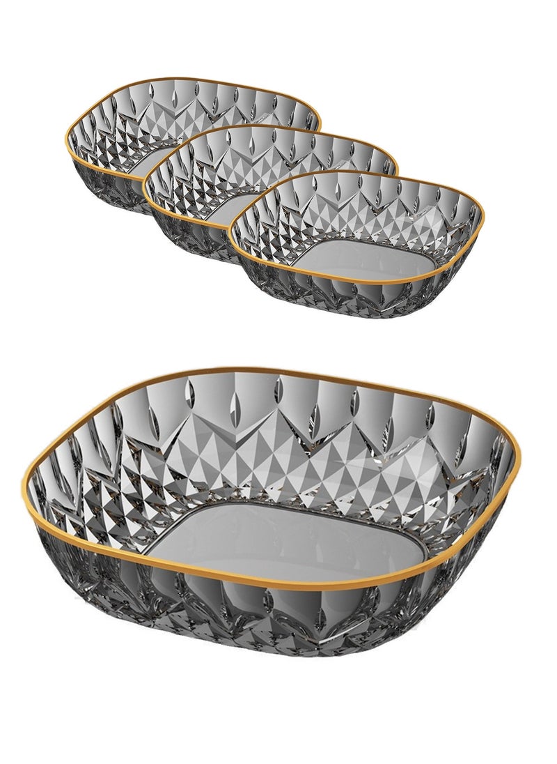 Splendors 4 Pieces Household Plates Transparent Plastic Fruit Bowls Food-grade Smooth High-end Elegant Durable Ideal for Fruits Snacks Sweets Parties Stylish Design Bone Plates Dinner Plate  - Image 1