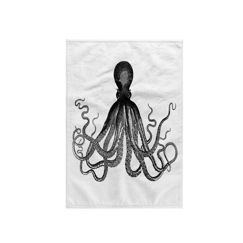 3D Rose Vintage OctopusBlack and White Lord Bodner KrakenCthuluNautical Underwater Sea Giant Squid HandSports Towel 15 x 22