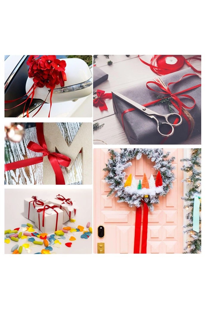 2 Pcs Red Satin Ribbon, 1.97Inches x 25 Yards Fabric Satin Ribbon for Gift Wrapping, Crafts, Hair Bows Making, Wreath, Wedding Party Decoration - Image 5